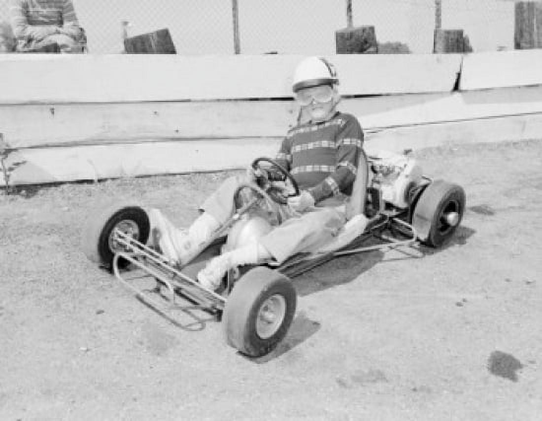 Boy on kart racing Canvas Art - (24 x 36)