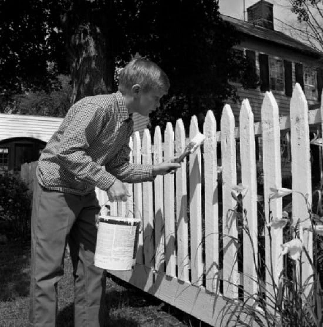 Boy painting wooden fence Canvas Art -  (24 x 36)
