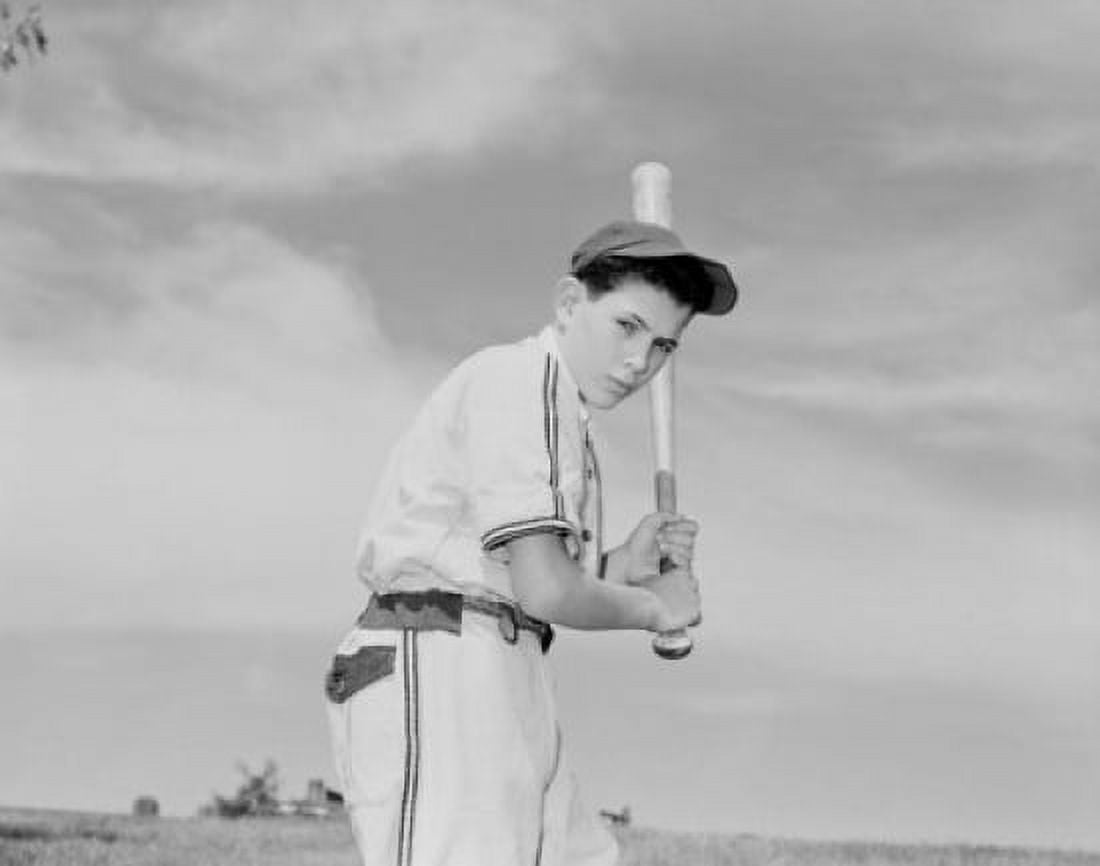 Boy playing baseball Canvas Art - (18 x 24)