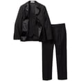 thumbnail image 1 of Boy's 2-20 Modern Fit 3-Piece Jacket Vest Trousers Satin Notch Lapel Formal Tuxedo Suit Set - Black, 1 of 1