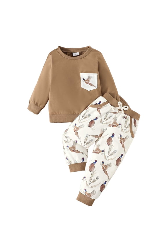 Boy's 2-Piece Long-Sleeved Shirt and Pants Set - Crewneck Sweatshirt and Joggers Bundle for Kids Ropa Para Bebe 2025