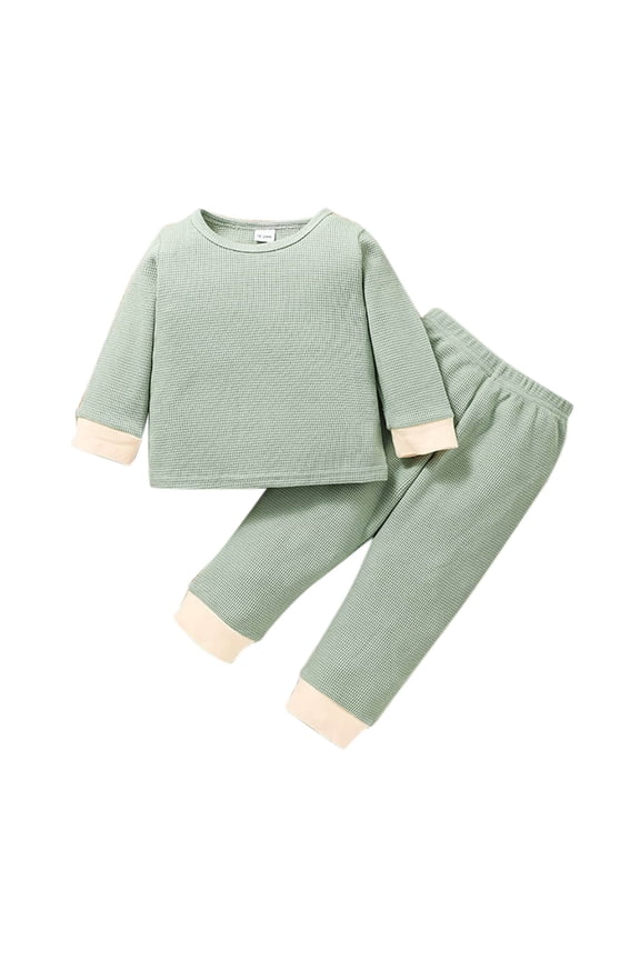 Boy's 2-Piece Long-Sleeved Shirt and Pants Set - Sweatshirt & Joggers Bundle for Kids and Toddlers Solid Color Girls Sweatsuits Casual