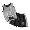 thumbnail image 1 of Boy's 2 Piece Outfits Basketball Perfor mance Tank Top with Cotton Shorts 2Pcs Summer Outfit for Boys 5-6 Years, 1 of 3