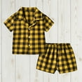 thumbnail image 1 of Boy's 2 Piece Outfits Short Sleeve Collar Button Down Shirt and Shorts Clothing Set Yellow 4-5 Years, 1 of 3