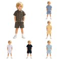 thumbnail image 1 of Boy’s 2 Piece Outfits Solid Color Button Down Shirts and Shorts Sets Summer Outfits Size 18-24 Months, 1 of 6