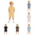 thumbnail image 1 of Boy’s 2 Piece Outfits Solid Color Button Down Shirts and Shorts Sets Summer Outfits Size 2-3 Years, 1 of 6