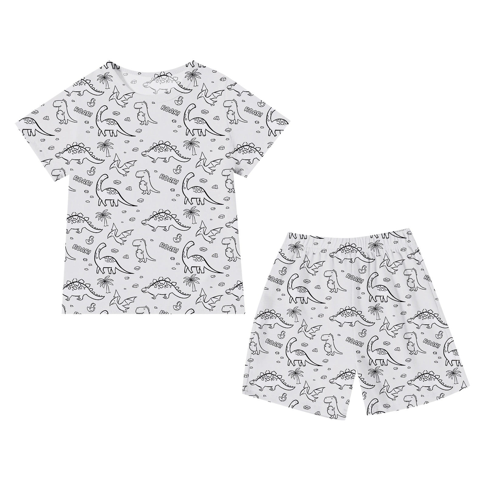 Boys Yellow Music Printed Short Sleeve T-Shirt With Drawstring Shorts Sets main image 0