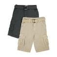 thumbnail image 1 of Boy's 2Pc Combo Belted Twill Cargo Shorts, Charcoal/Stone, 14, 1 of 9