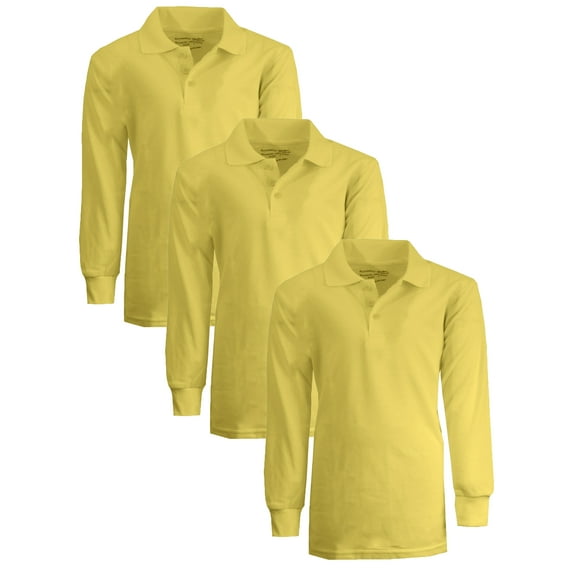 Boy's 3-Pack Uniform Long Sleeve Polo Shirts