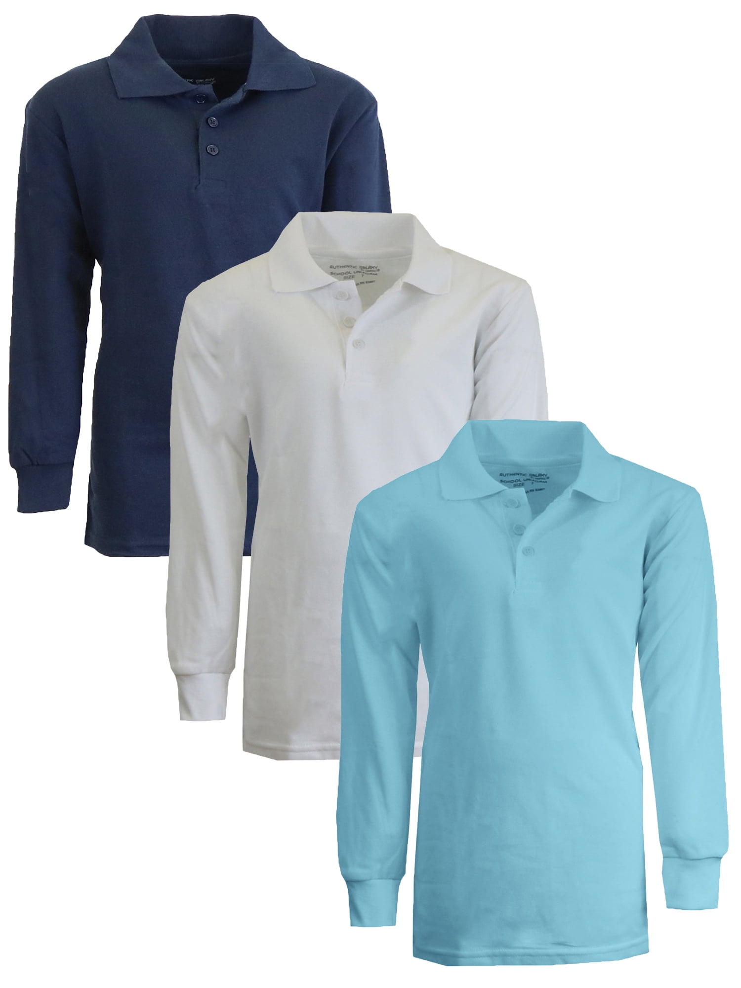 Boy's 3-Pack Uniform Long Sleeve Polo Shirts - Walmart.com