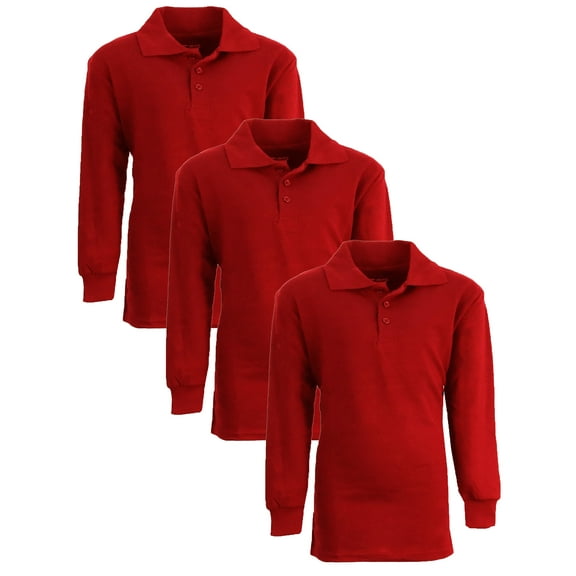 Boy's 3-Pack Uniform Long Sleeve Polo Shirts