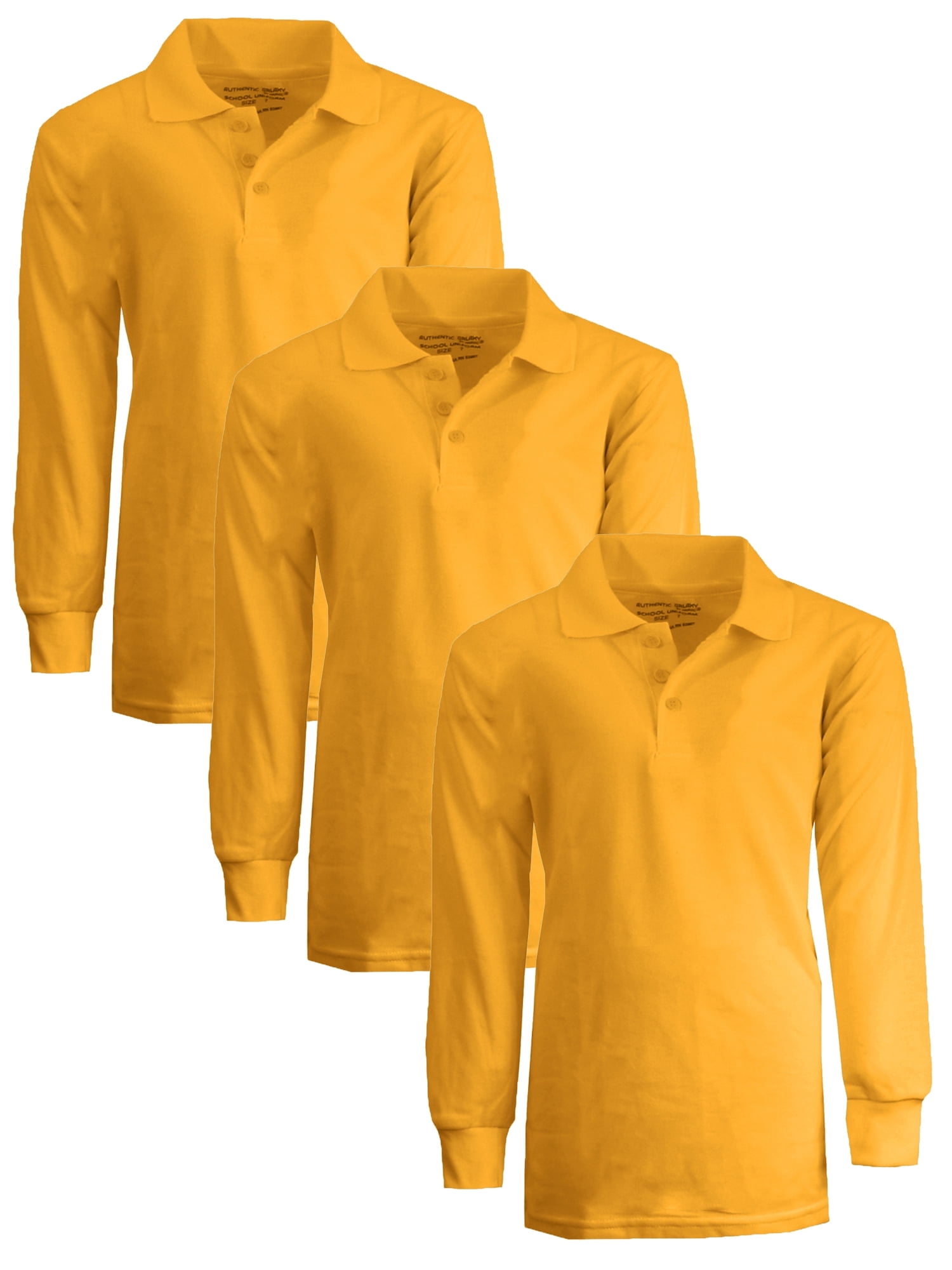 Boy's 3-Pack Uniform Long Sleeve Polo Shirts