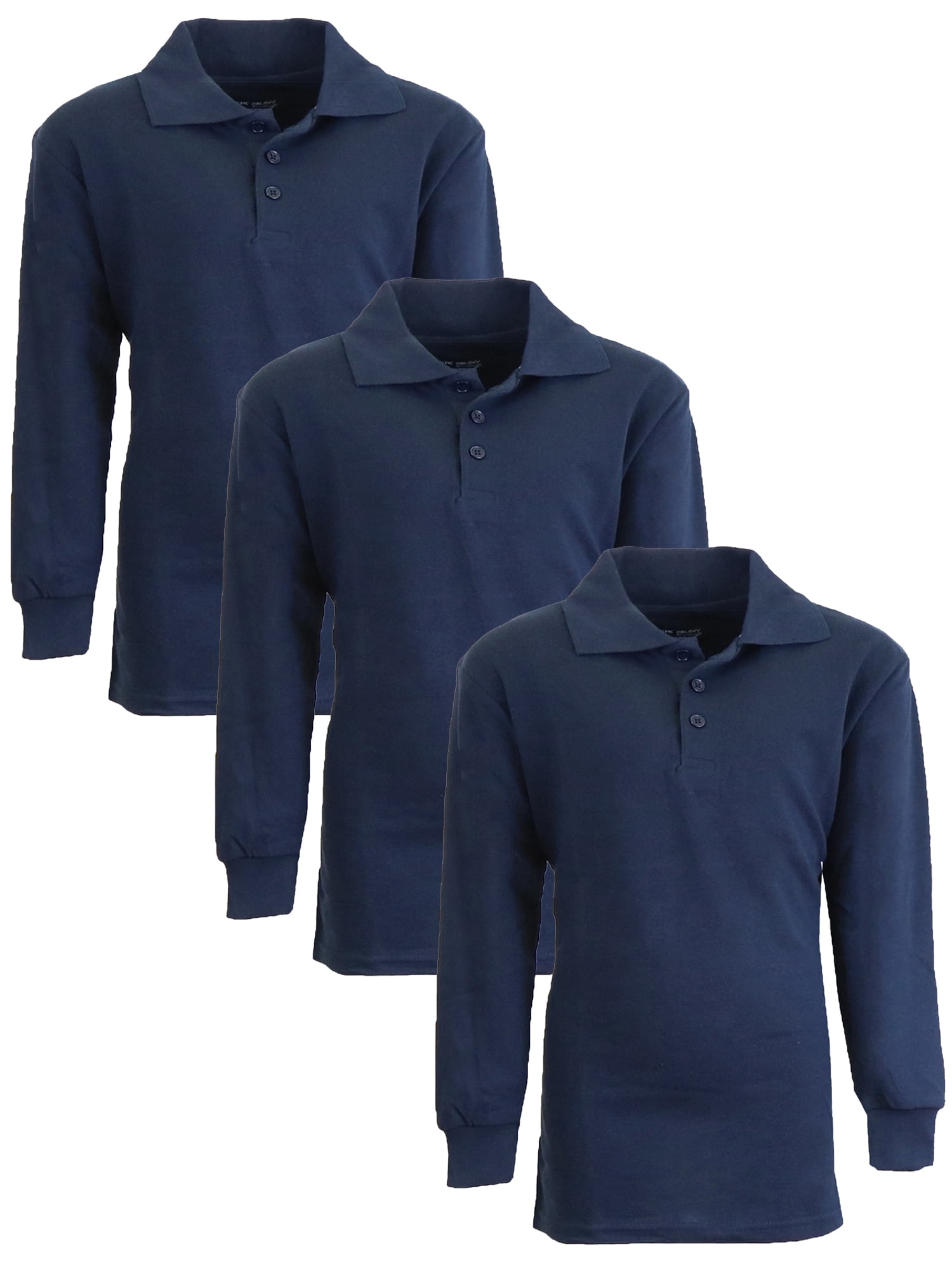 Boy's 3-Pack Uniform Long Sleeve Polo Shirts