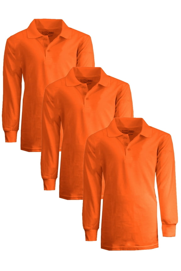 Boy's 3-Pack Uniform Long Sleeve Polo Shirts