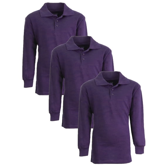 Boy's 3-Pack Uniform Long Sleeve Polo Shirts