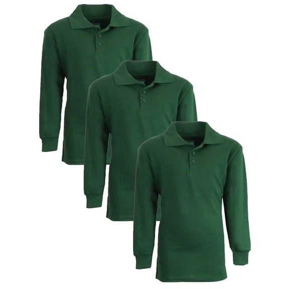 Boy's 3-Pack Uniform Long Sleeve Polo Shirts