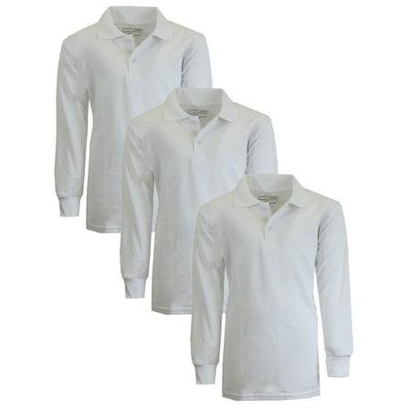 Boy's 3-Pack Uniform Long Sleeve Polo Shirts