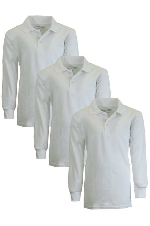 Boy's 3-Pack Uniform Long Sleeve Polo Shirts