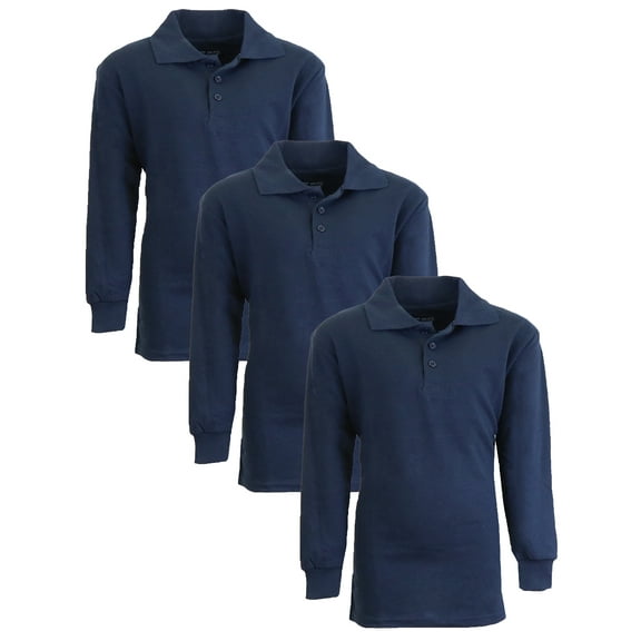 Boy's 3-Pack Uniform Long Sleeve Polo Shirts