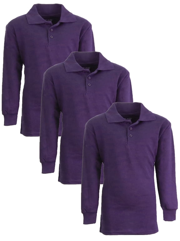 Boy's 3-Pack Uniform Long Sleeve Polo Shirts