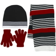 Boy's 3 Piece Knit Hat, Scarf & Gloves Set