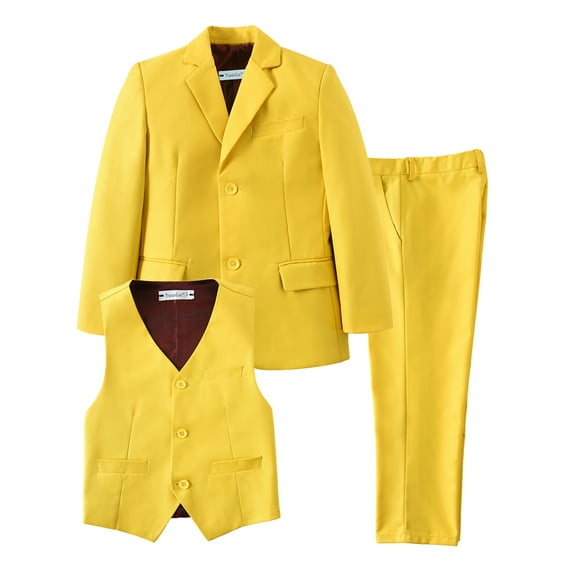 Boy's 3 Piece Suit Set With Pants Vest And Jacket Wedding Suits