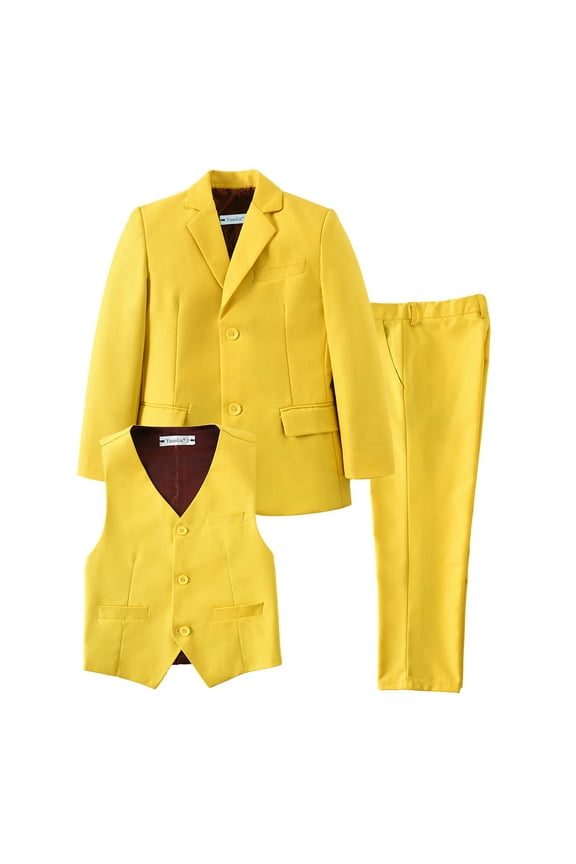 Boy's 3 Piece Suit Set With Pants Vest And Jacket Wedding Suits