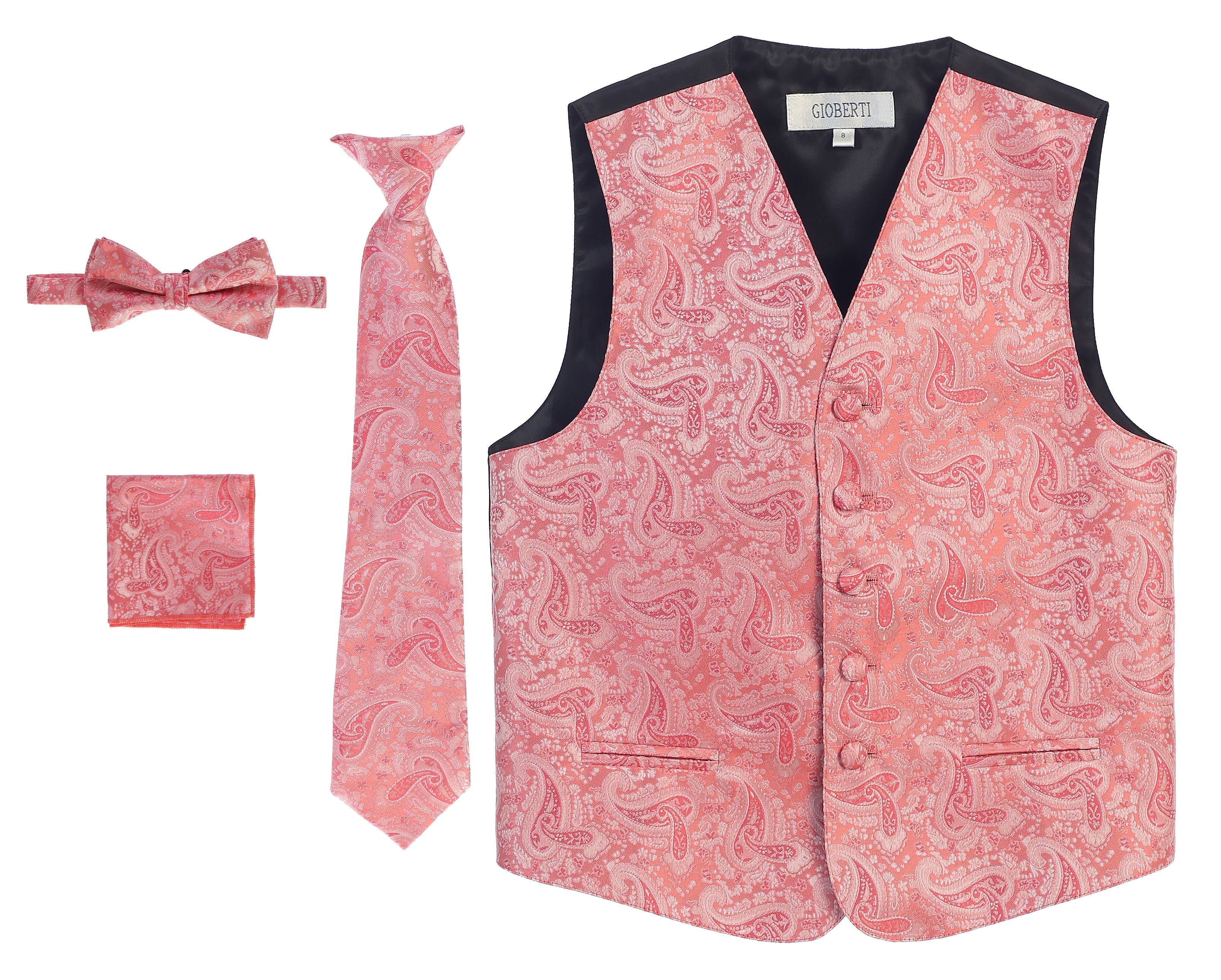 IGirlDress Boys 4 Piece Formal Satin Vest Set Zipper Tie Bowtie Hanky - Foto 5