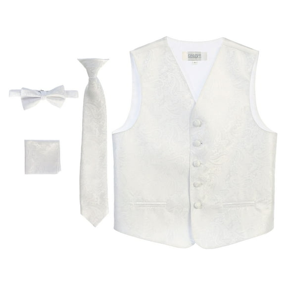 Gioberti Kids and Boys 4pc Paisley Vest Set - Vest, Bowtie, Tie, Pocket Square
