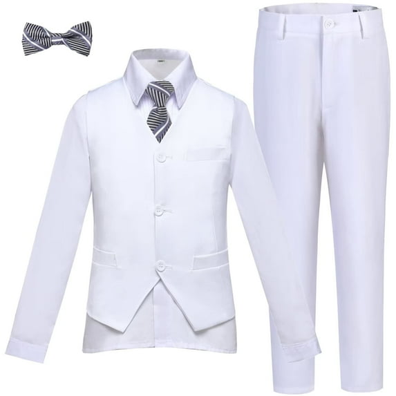 Boy's 4-Piece Formal Suit Set Boys Formal Elegant Dresswear Vest Set Little Boys Suit Size 8