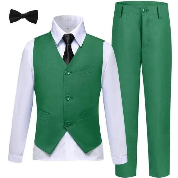 Boy's 4-Piece Formal Suit Set Boys Formal Elegant Dresswear Vest Set Little Boys Suit Size 8