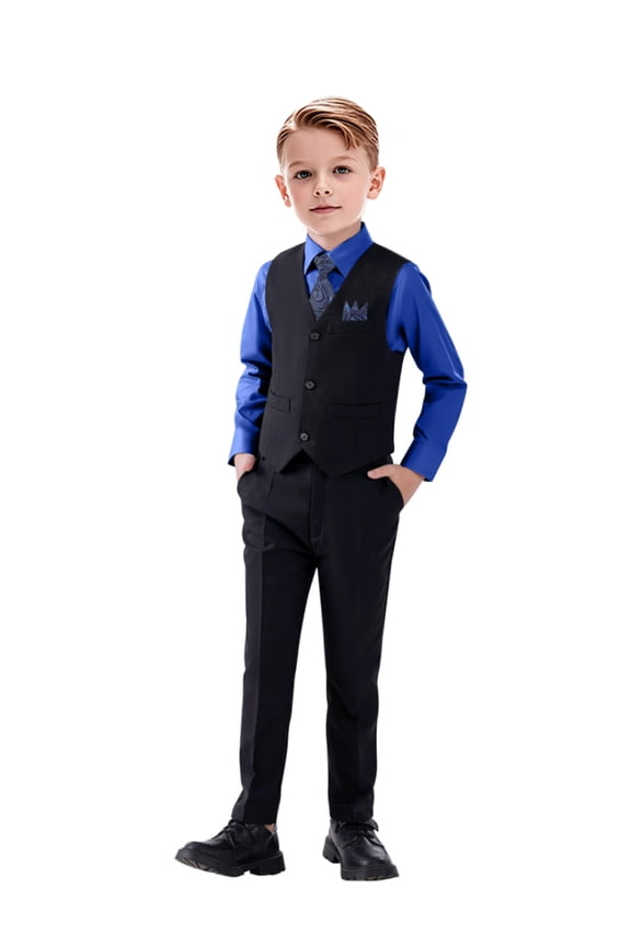 Boy's 5-Piece Suit, Boys' Formal Suit Set with Vest Pants and Tie, Boys Formal Dresswear Vest Set, Toddler Boy Vest Set