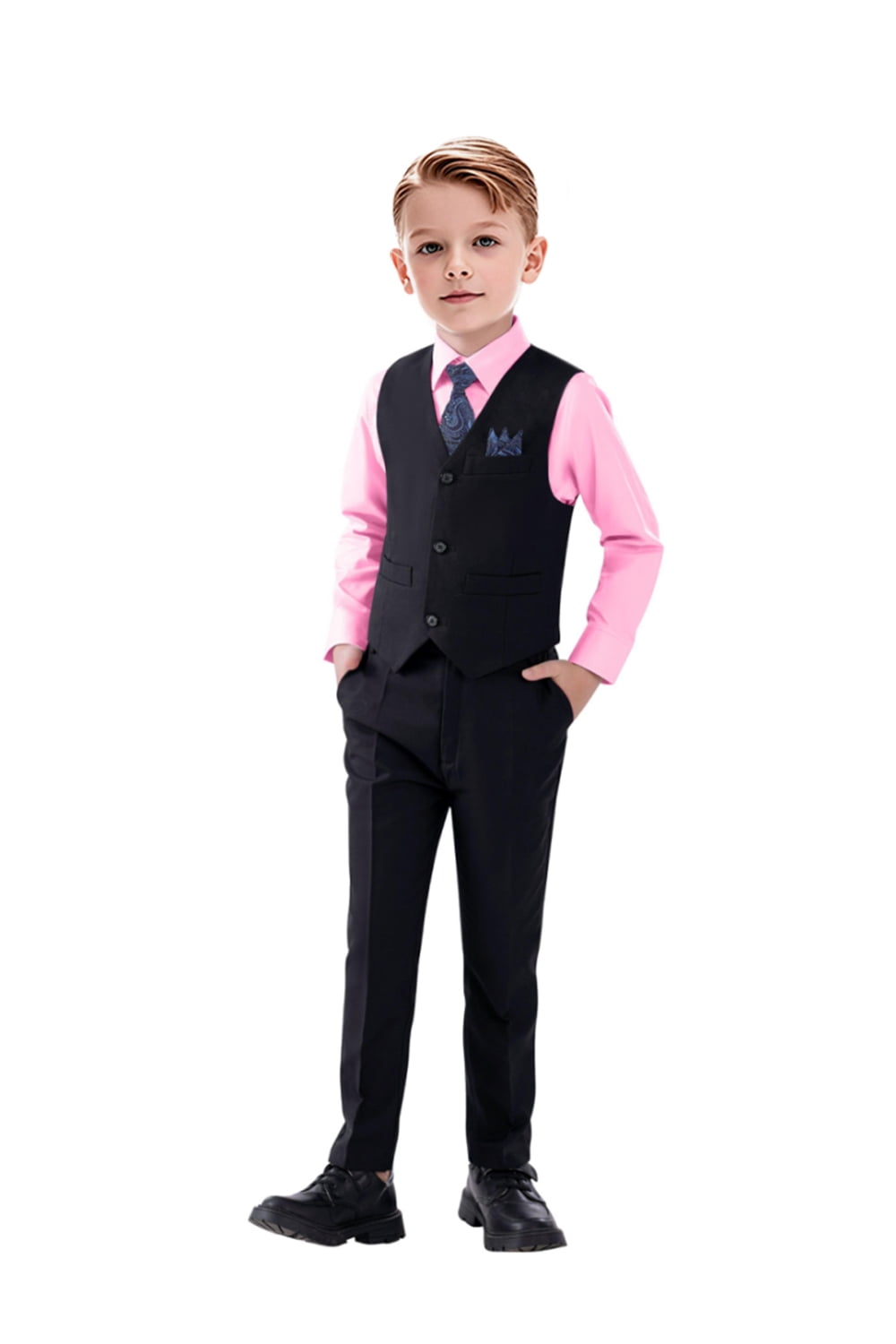 Boy's 5Piece Suit, Boys' Formal Suit Set with Vest Pants and Tie, Boys