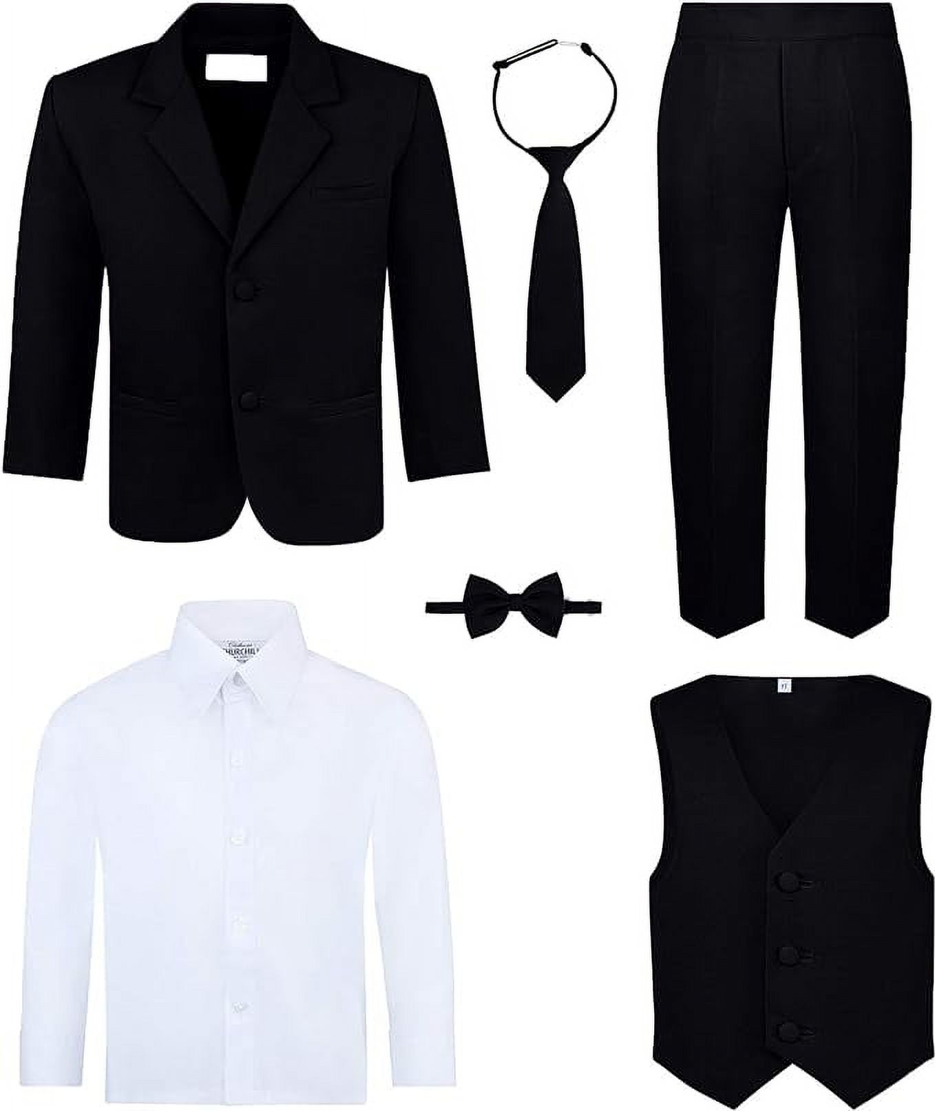 Boy's 6-Piece Suit Set - Includes Suit Jacket, Dress Pants, Matching ...