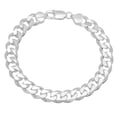 thumbnail image 1 of Boy's 8.9mm Solid .925 Sterling Silver Flat Curb Chain Bracelet, 7 inches, 1 of 7
