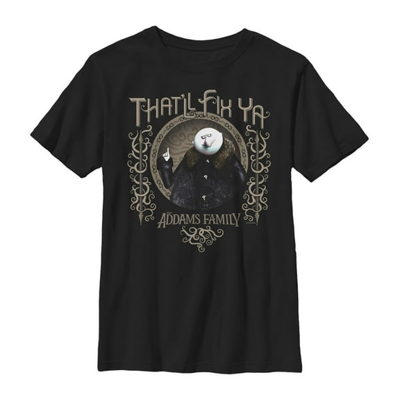 Boy's Addams Family Uncle Fester That'll Fix Ya  Graphic Tee Black X Small