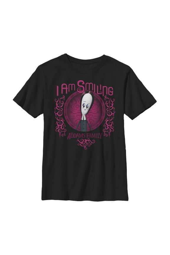 Boy's Addams Family Wednesday I Am Smiling Graphic Tee Black X Large