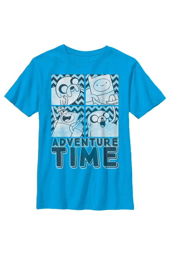 Boy's Adventure Time Finn and Jake Box Graphic Tee Turquoise X Large