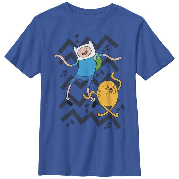 Boy's Adventure Time Finn and Jake Dance  Graphic Tee Royal Blue Medium