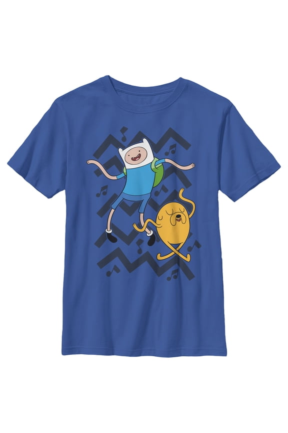 Boy's Adventure Time Finn and Jake Dance Graphic Tee Royal Blue X Large