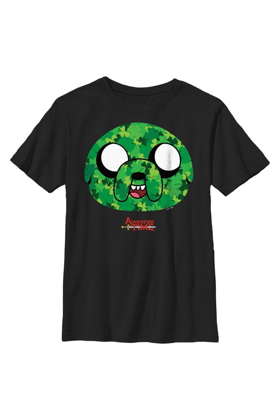 Boy's Adventure Time Shamrock Jake Graphic Tee Black Small