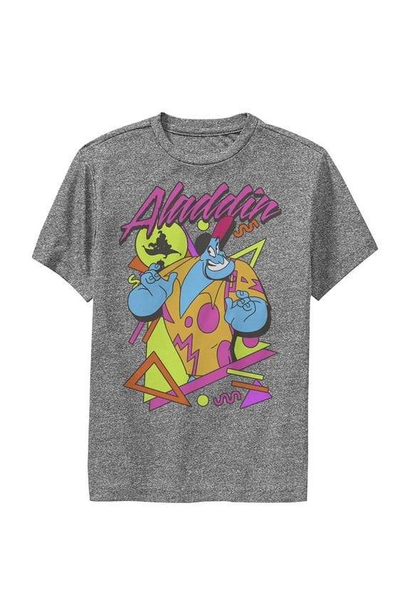 Boy's Aladdin 80s Genie Performance Graphic Tee Charcoal Heather X Large