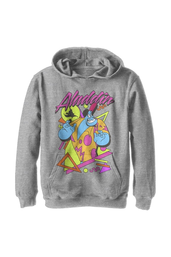 Boy's Aladdin 80s Genie Pull Over Hoodie Athletic Heather X Large