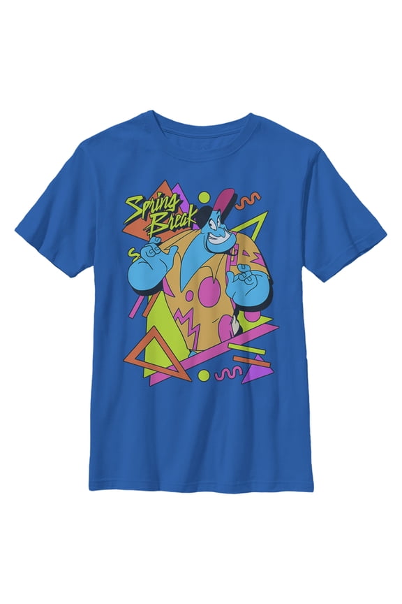 Boy's Aladdin 90's Spring Break Genie  Graphic Tee Royal Blue Large