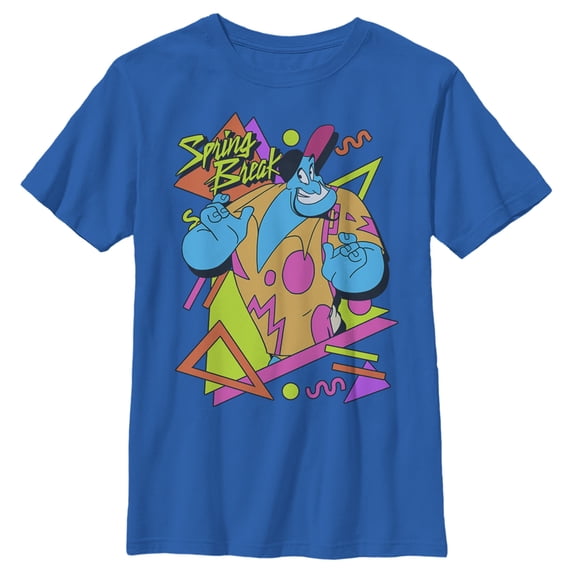 Boy's Aladdin 90's Spring Break Genie Graphic Tee Royal Blue Small