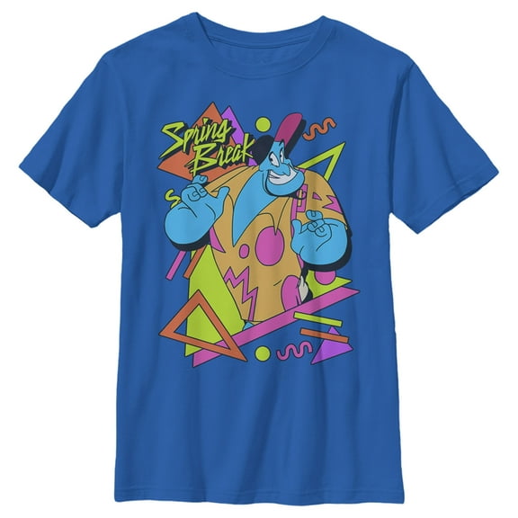 Boy's Aladdin 90's Spring Break Genie  Graphic Tee Royal Blue X Large