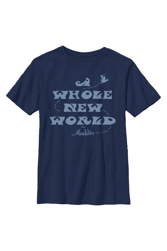 Boy's Aladdin A Whole New World Graphic Tee Navy Blue Small