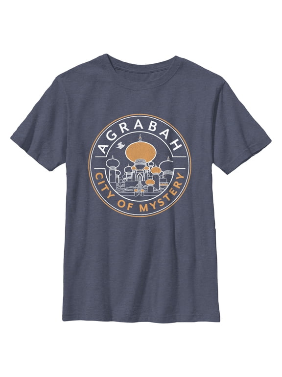 Boy's Aladdin Agrabah Cave of Wonders Graphic Tee Navy Blue Heather X Large