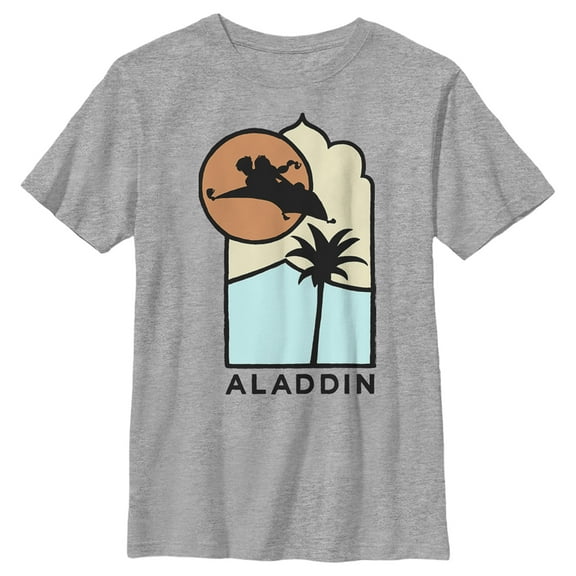 Boy's Aladdin Aladdin Block Carpet Ride  Graphic Tee Athletic Heather Large