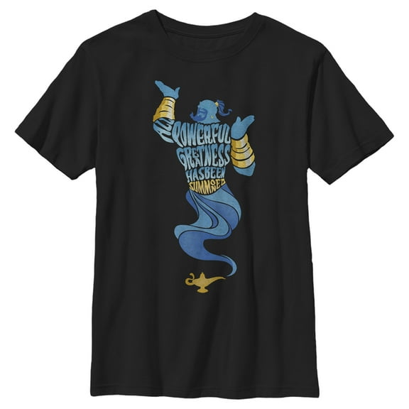 Boy's Aladdin Aladdin Genie Quote Shape  Graphic Tee Black X Small